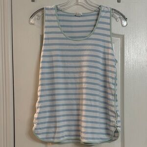 Casual Striped Tank Top - Light Blue and White